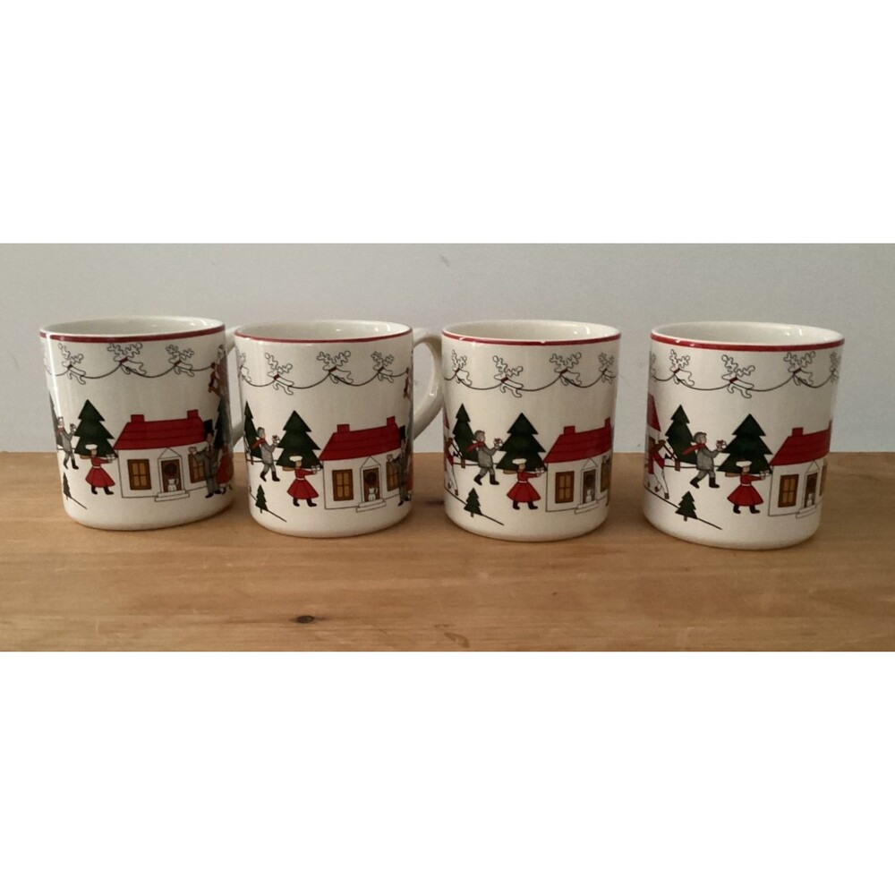Set of 4 Mason's CHRISTMAS VILLAGE Mugs Made in England